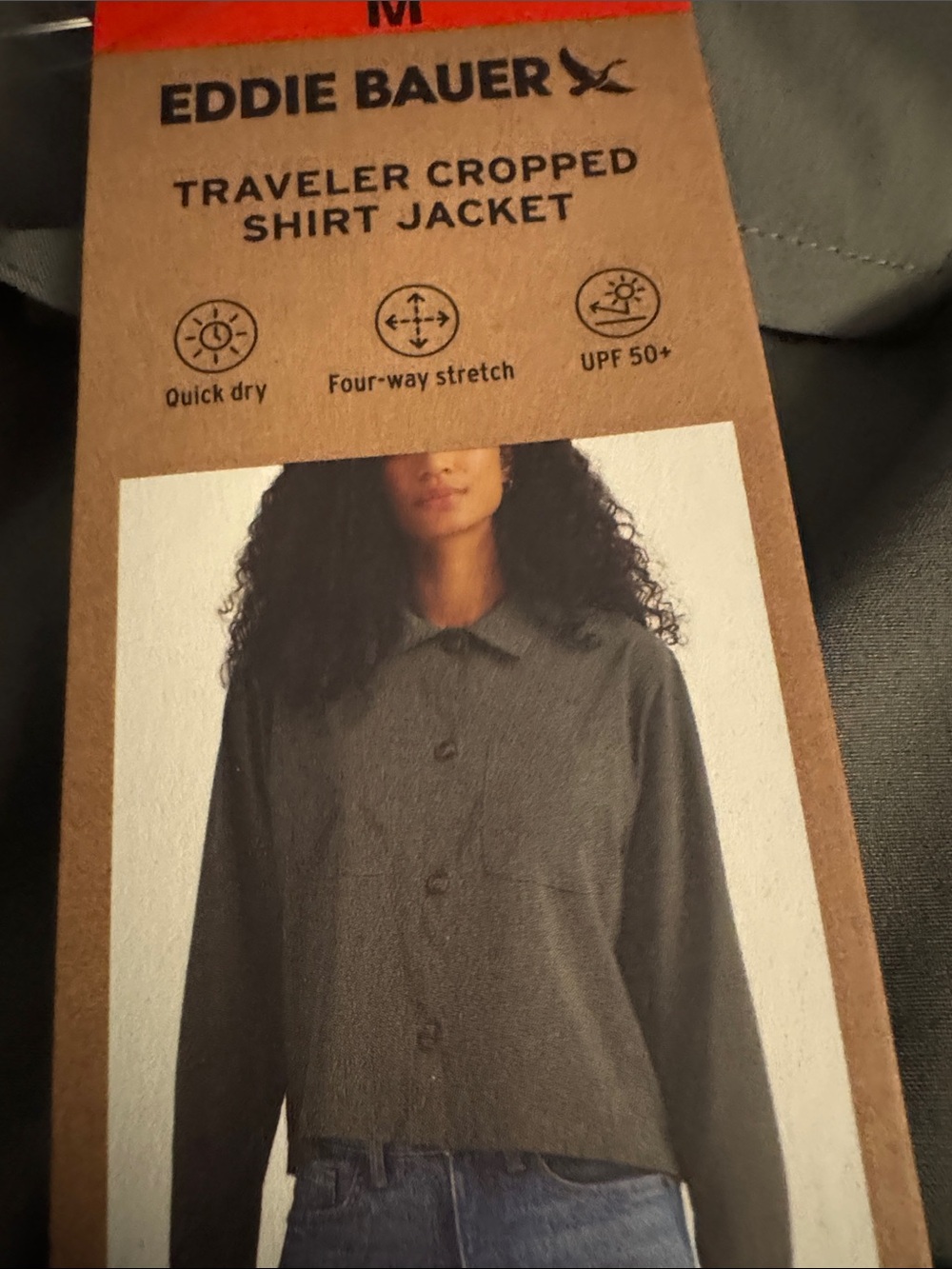 Eddie Bauer Gray Traveler Cropped Shirt Jacket